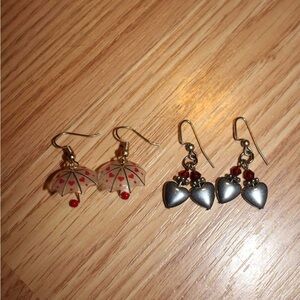 Gold and Silver Heart Earrings Set